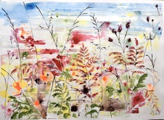 Bright Blooms - Rachael Dalzell - Painting of vibrant wildflowers on the coast