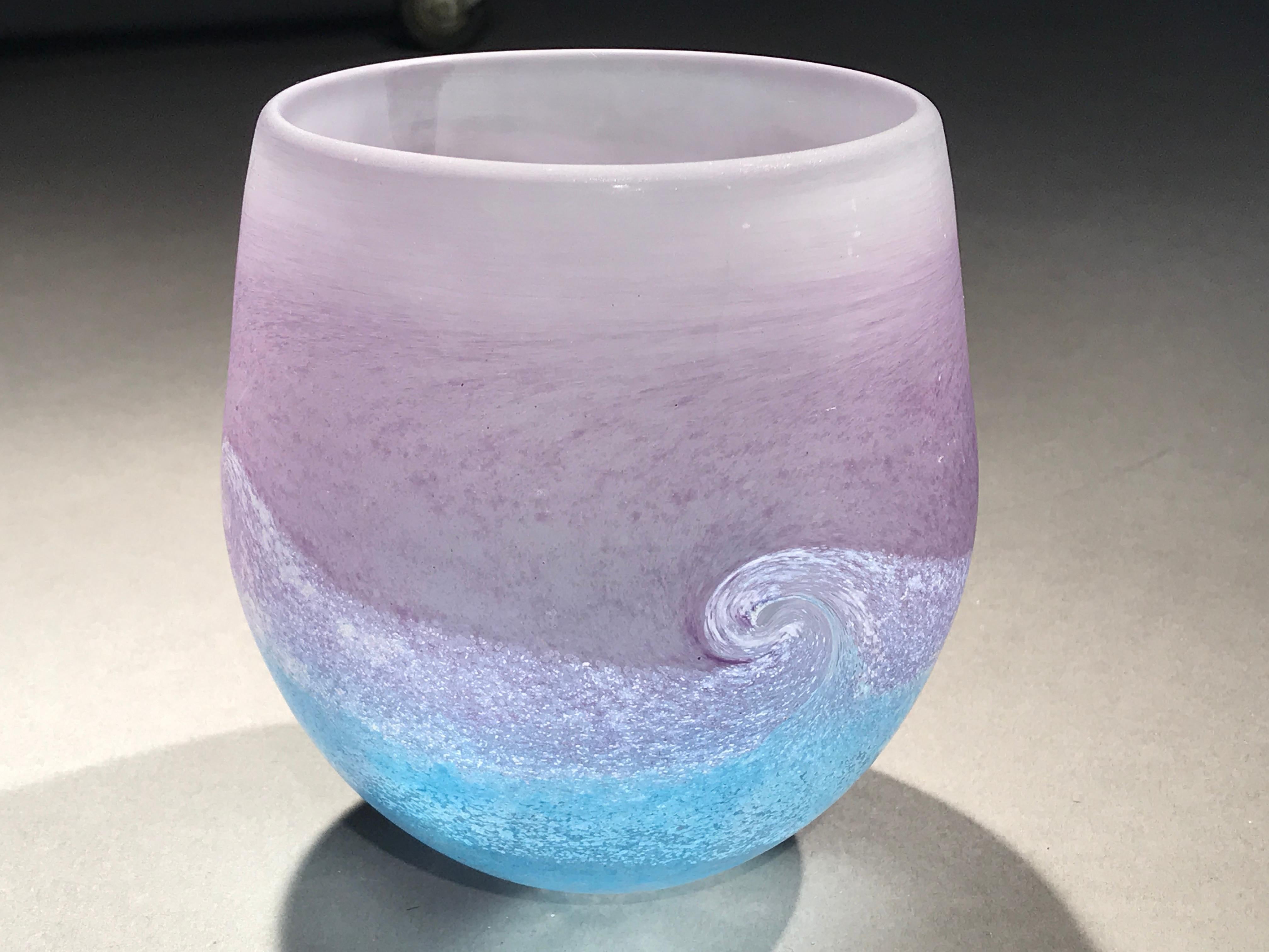 Norman Stuart Clarke Vase Wave Seascape Blue Purple White, 1997 For Sale 4