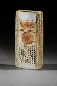 Alan Wallwork Vessel Vase Pottery Sculpture TOTEM White Brown Terracotta
