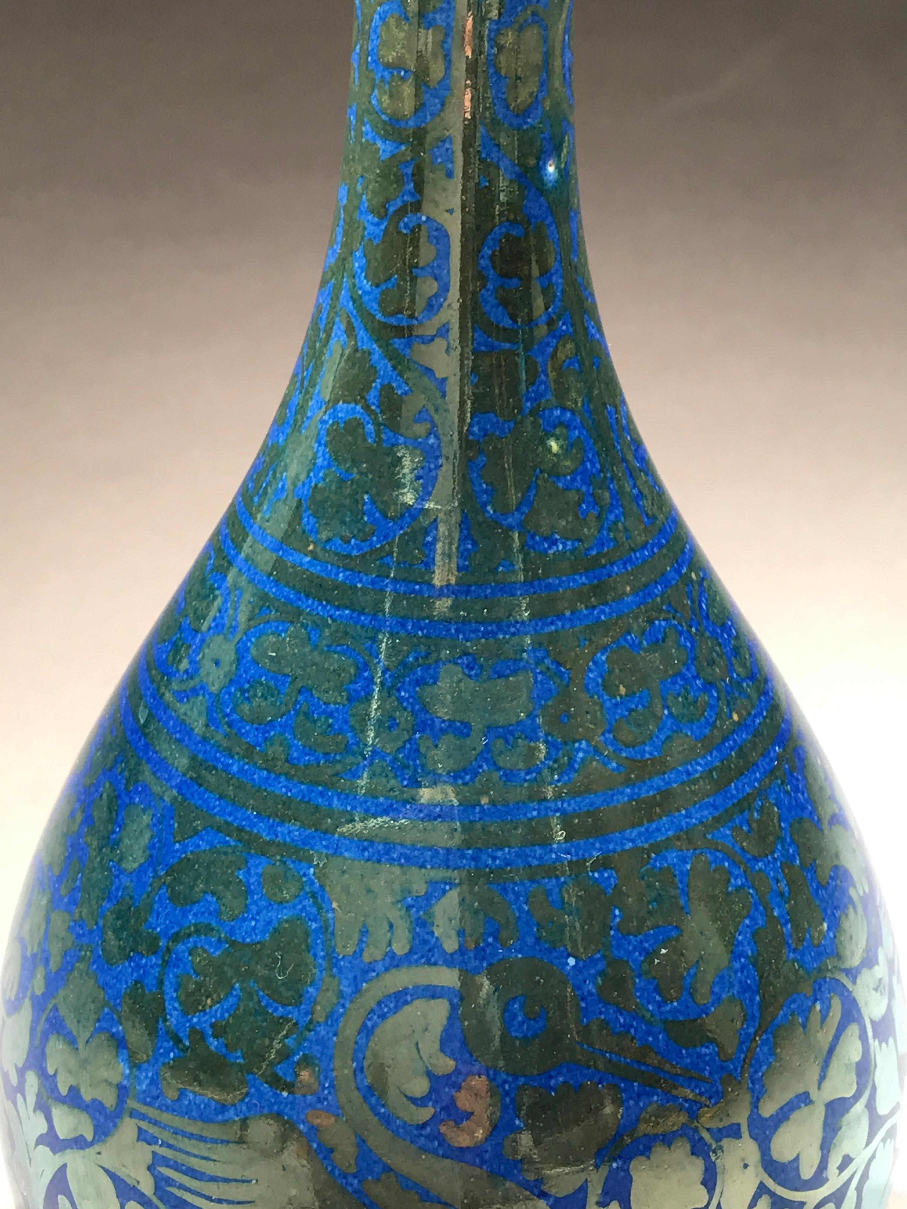 Ulisse Cantagalli Bottle Lustre Florence Phoenix Lapis Lazuli Blue Silver 2