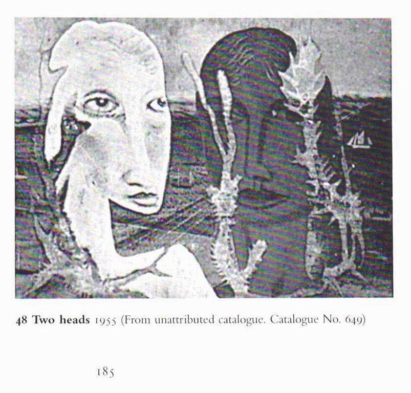 John Tunnnard, Two Heads, Watercolor and Gouache, 1950s, Picture, Surrealism - Art by John Tunnard