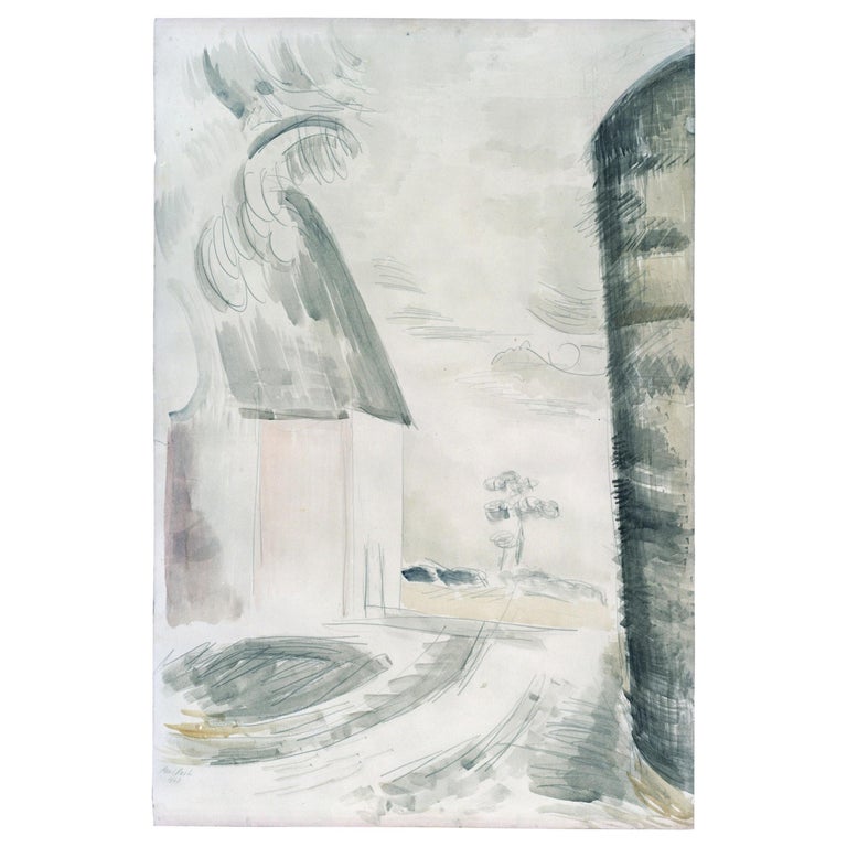 Paul Nash (British, 1889-1946): Haystack at Oxenbridge Farm, Iden
Signed and dated 'Paul Nash/1923' (lower left) 
Pencil and watercolour 
Provenance: The estate of the late Miss Rose Adeane. The Redfern Gallery, London, no.419 

Sheet height 54 cm.,