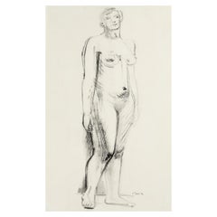 Henry Moore, Standing Nude, Pen, Ink, Charcoal on Paper, Figurative, 1930 Signed