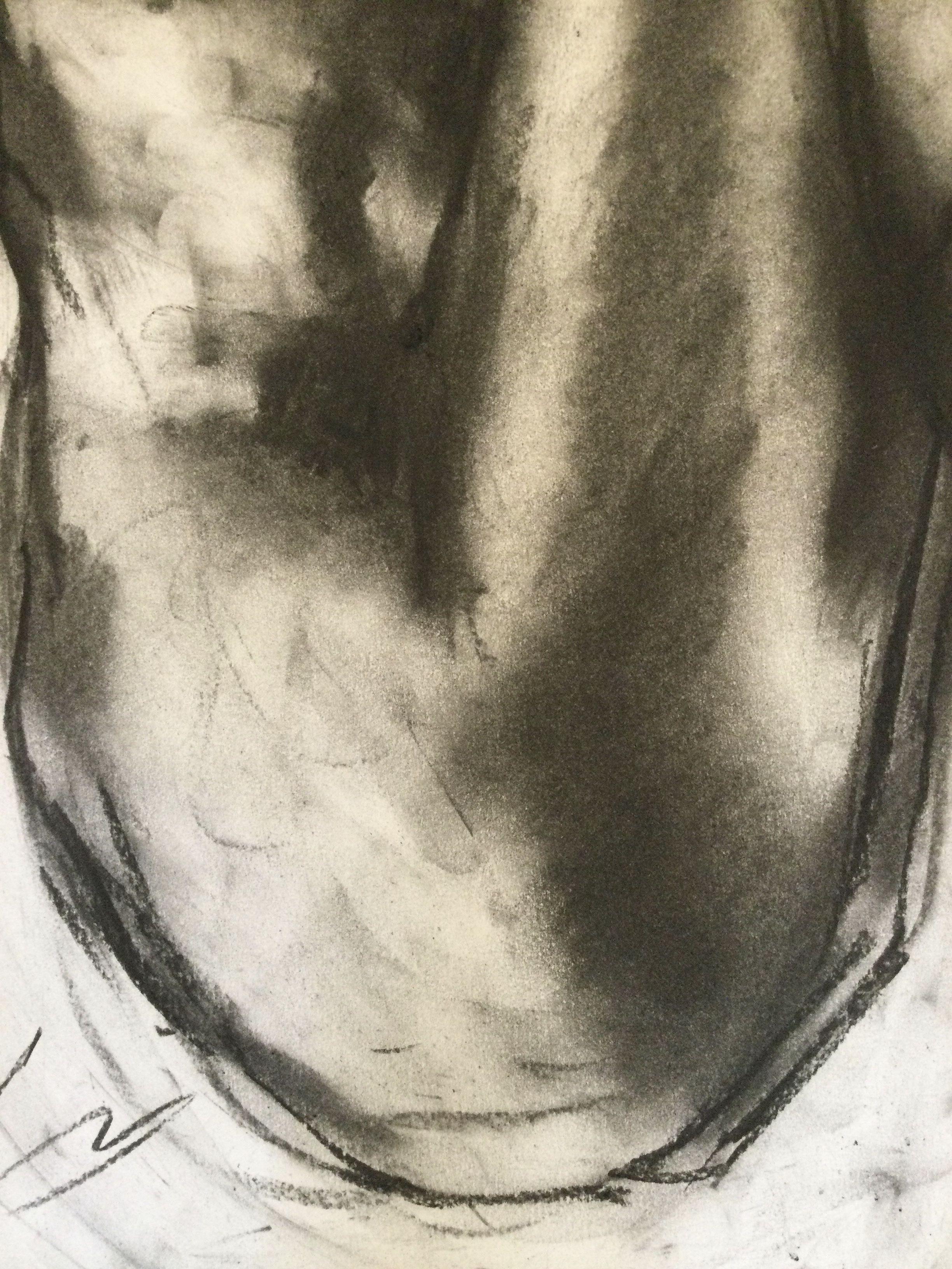Fall Into My Arms, Drawing, Charcoal on Paper - Impressionist Art by James Shipton