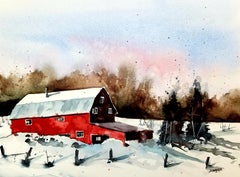 Red Barn, Painting, Watercolor on Watercolor Paper