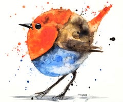 Penny the Robin, Painting, Watercolor on Watercolor Paper