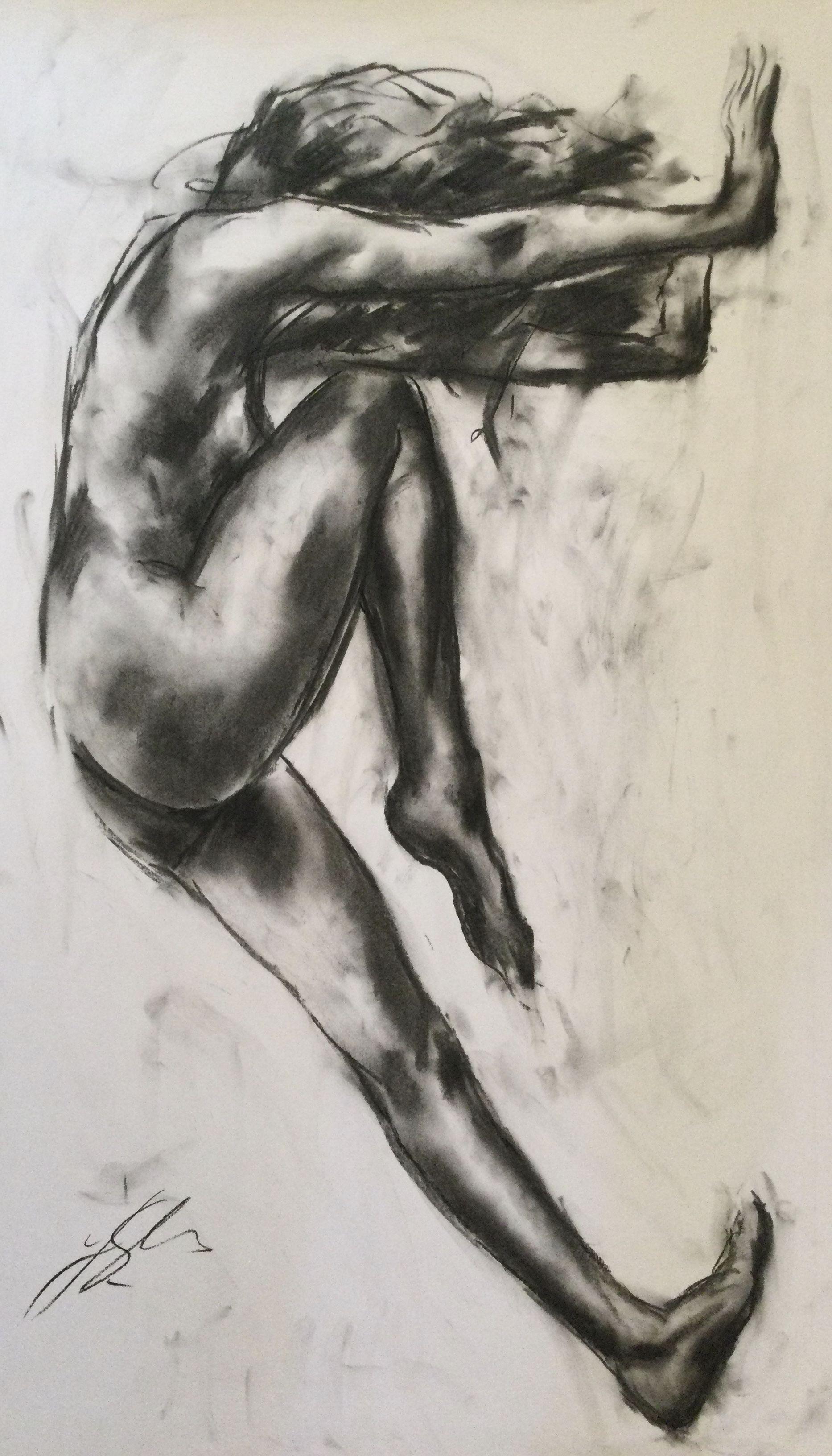 James Shipton Nude - Escape, Drawing, Charcoal on Paper
