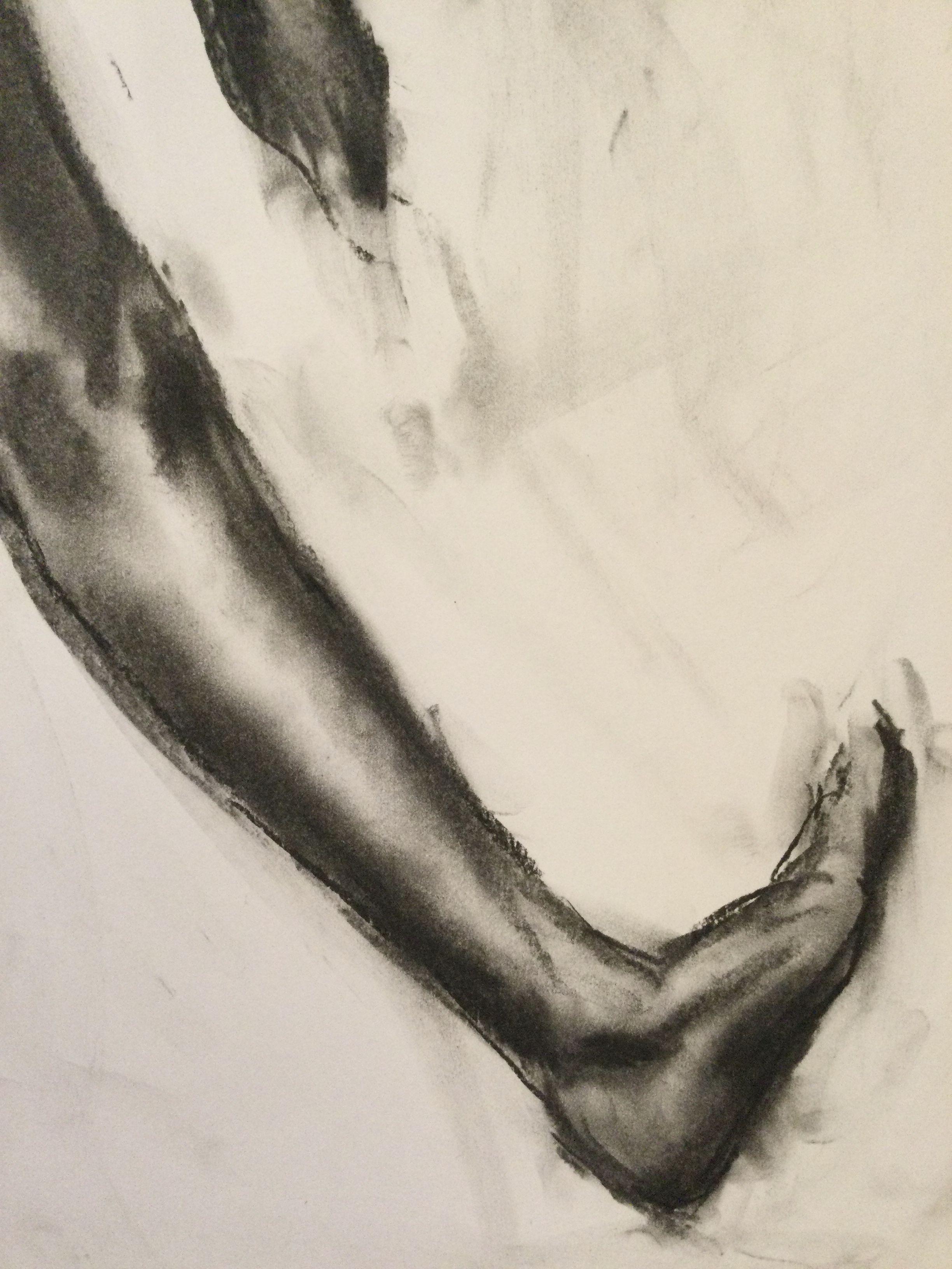 Escape, Drawing, Charcoal on Paper - Gray Nude by James Shipton