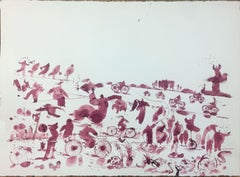 Tilted Landscape, Drawing, Pen & Ink on Watercolor Paper