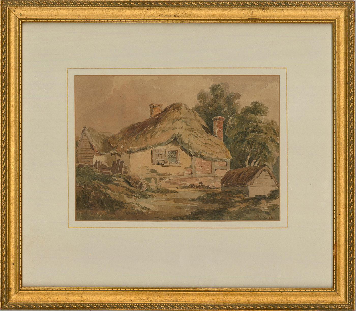 David Cox Snr. OWS (1783-1859) - Watercolour, Thatched Cottage 3