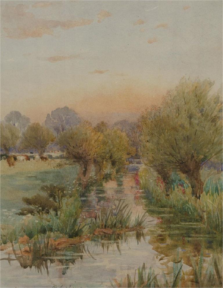 William Henry Atkin Berry (1856-1932) - 1920 Watercolour, Quiet Stream 1