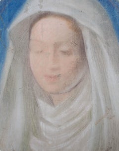 Giorgio Matteo Aicardi (1891-1985) - Chalk Drawing, Fresco Study, Female Saint