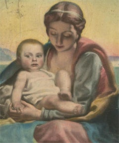 Giorgio Matteo Aicardi (1891-1985) - Chalk Pastel Drawing, Madonna and Child