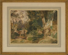 Attrib. Newton Smith Fielding (1799â€“1856)-Early 19thC Watercolour, Woodland De