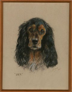 Mabel Gear (1898-1987) - 1960 Pastel, Jet The Spaniel