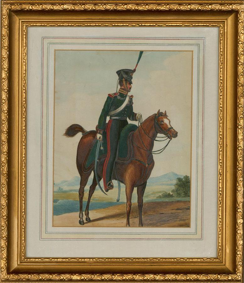 Unknown Figurative Art - 19th Century Watercolour - Russian Cavalryman