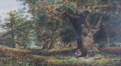 Aquarell des frühen 20. Jahrhunderts - „Picnic in the Woods“