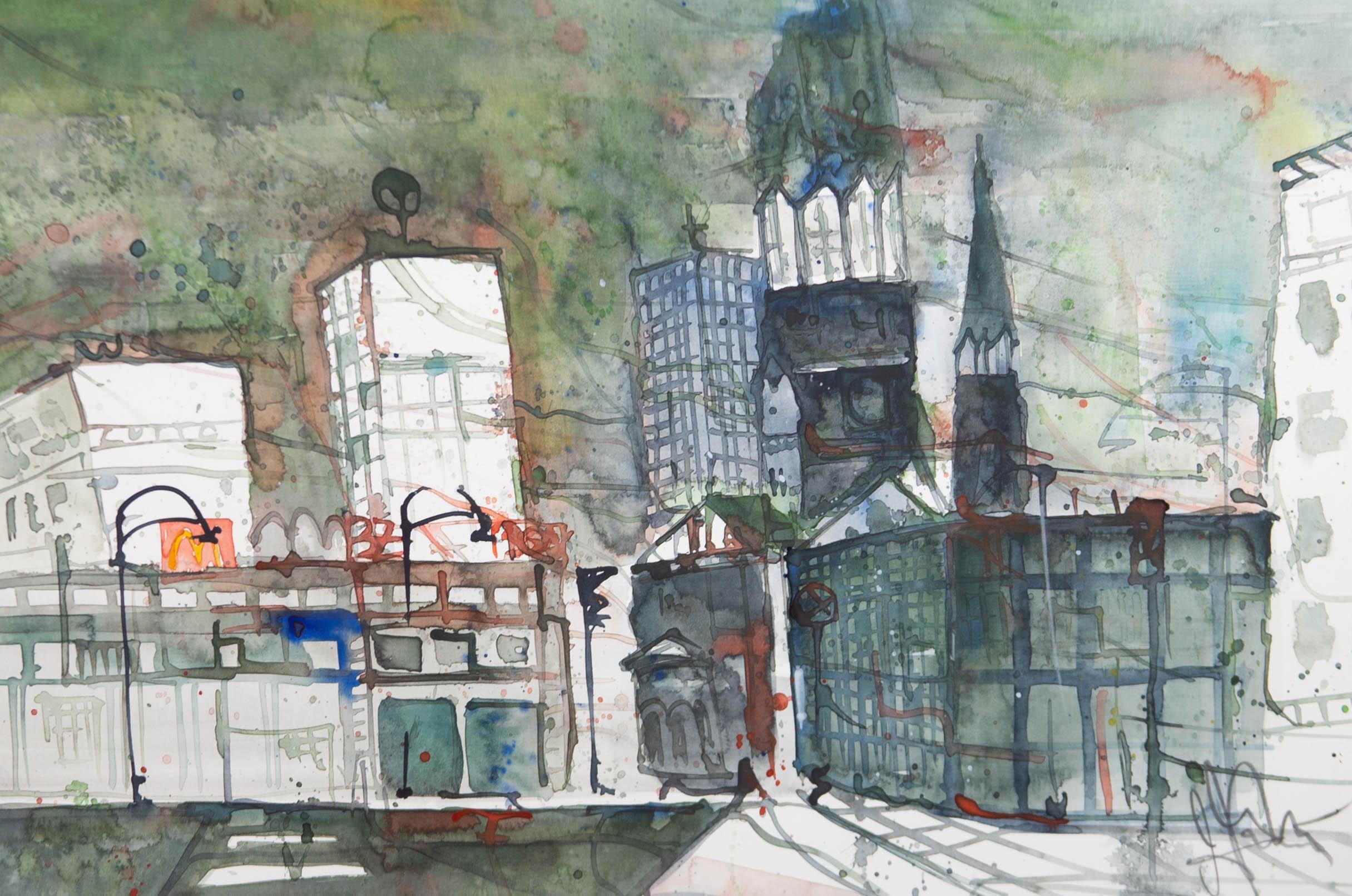 watercolour city paintings