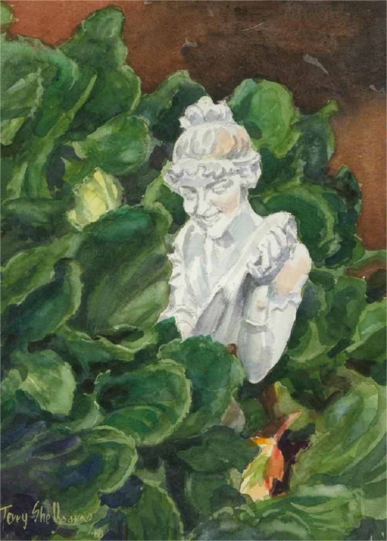 Terry Shelbourne (1930-2020) - 2008 Watercolour, In Celia's Garden For Sale 2