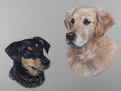 Mary Browning - 1983 Pastel, Portrait of Two Dogs