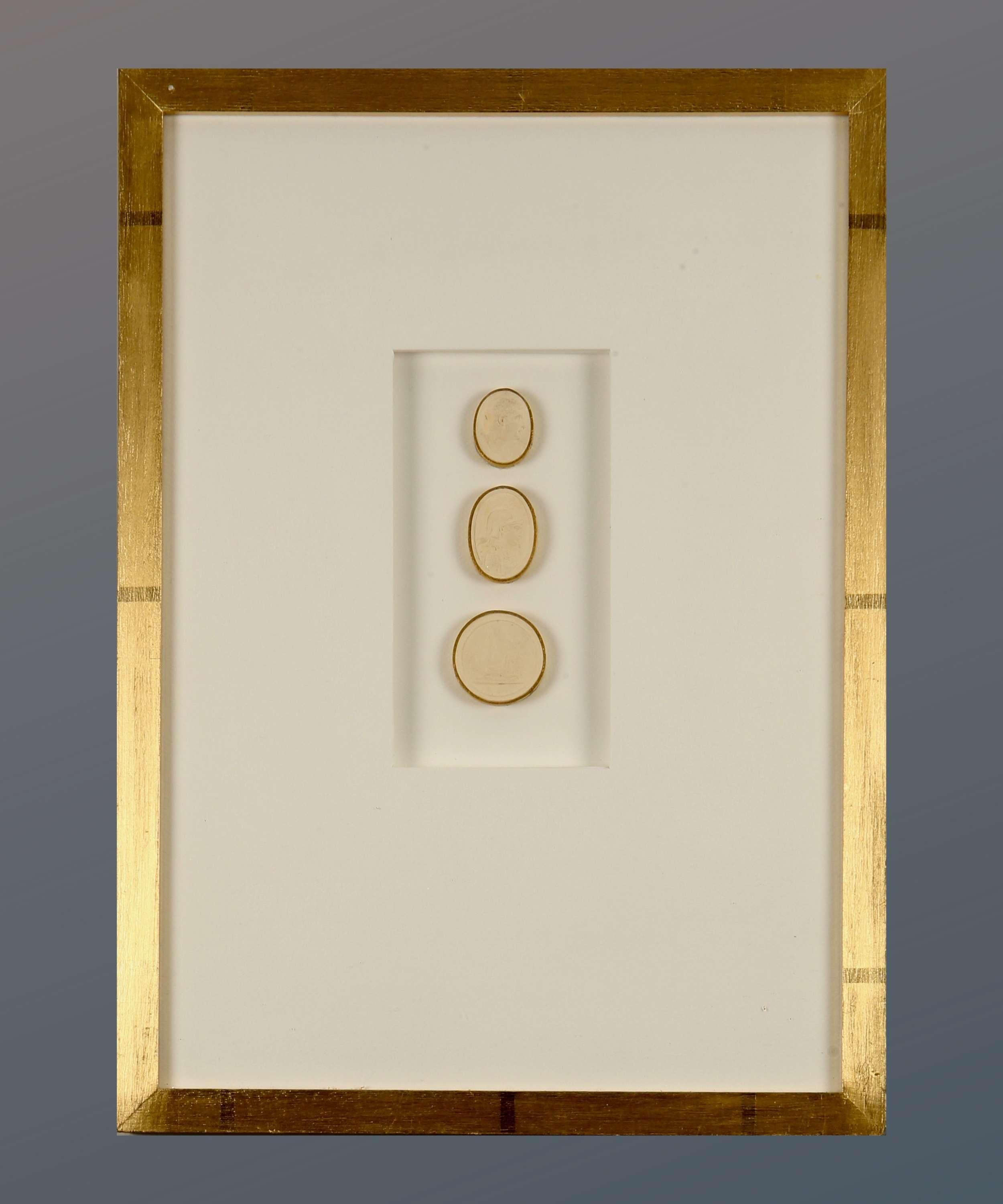 Paoletti Impronte, ‘Mussei Diversi’ Framed Plaster Cameo Seals, Rome c1800