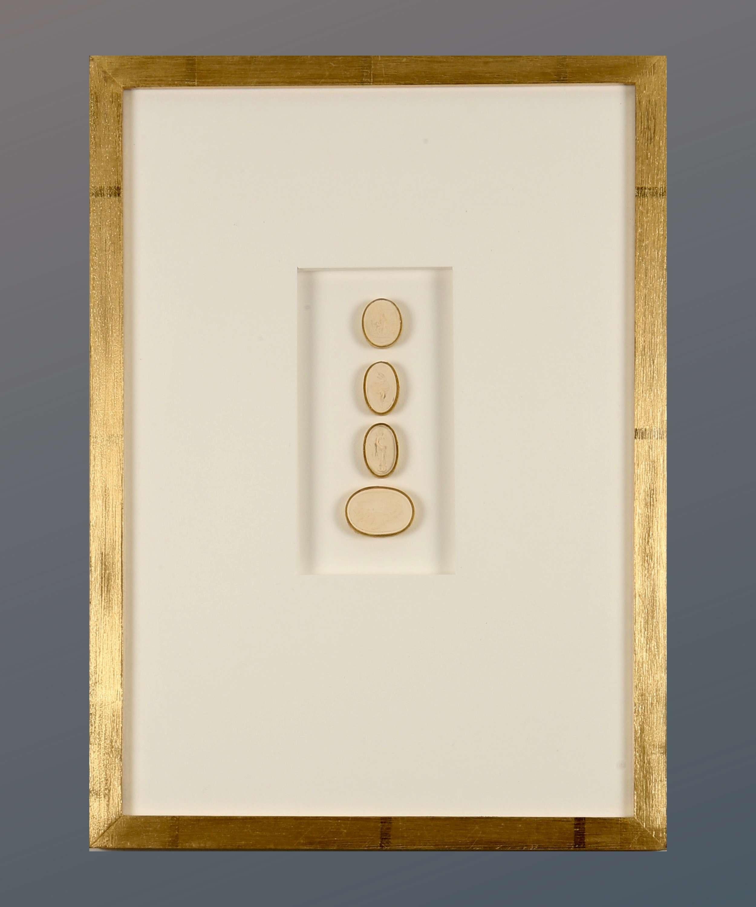 Paoletti Impronte, ‘Mussei Diversi’ Framed Plaster Cameo Seals, Rome c1800
