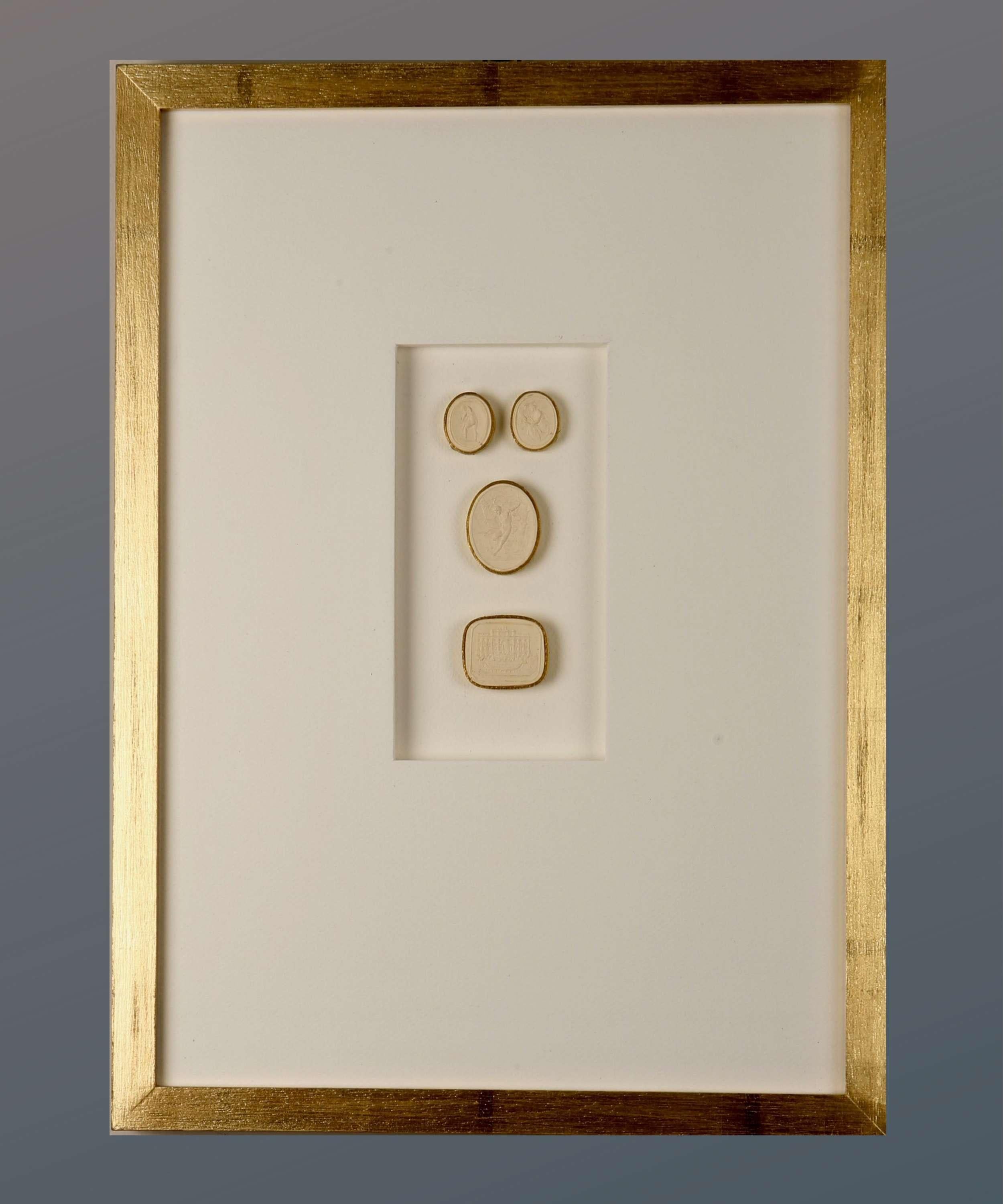 Paoletti Impronte, ‘Mussei Diversi’ Framed Plaster Cameo Seals, Rome c1800