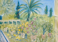 Alan Halliday: "Gardens at the Villa Oasis", Watercolour Painting