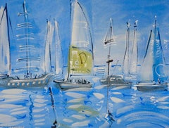 Alan Halliday: "Yachts at Cowes", Hand painted Frame, 2018