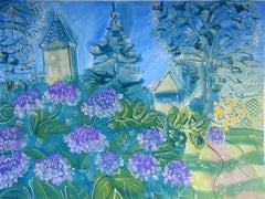 Alan Halliday: " Hydrangeas at Jardin Boysleve", Watercolour Painting