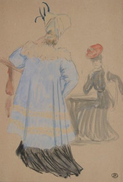 Les Deux Femmes Élégantes, Watercolour and Pencil on Paper, circa 1901