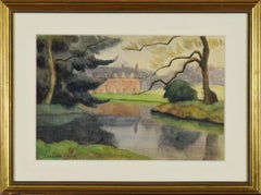 House with Garden and Lake, Work on paper by Paulémile Pissarro, circa 1940s