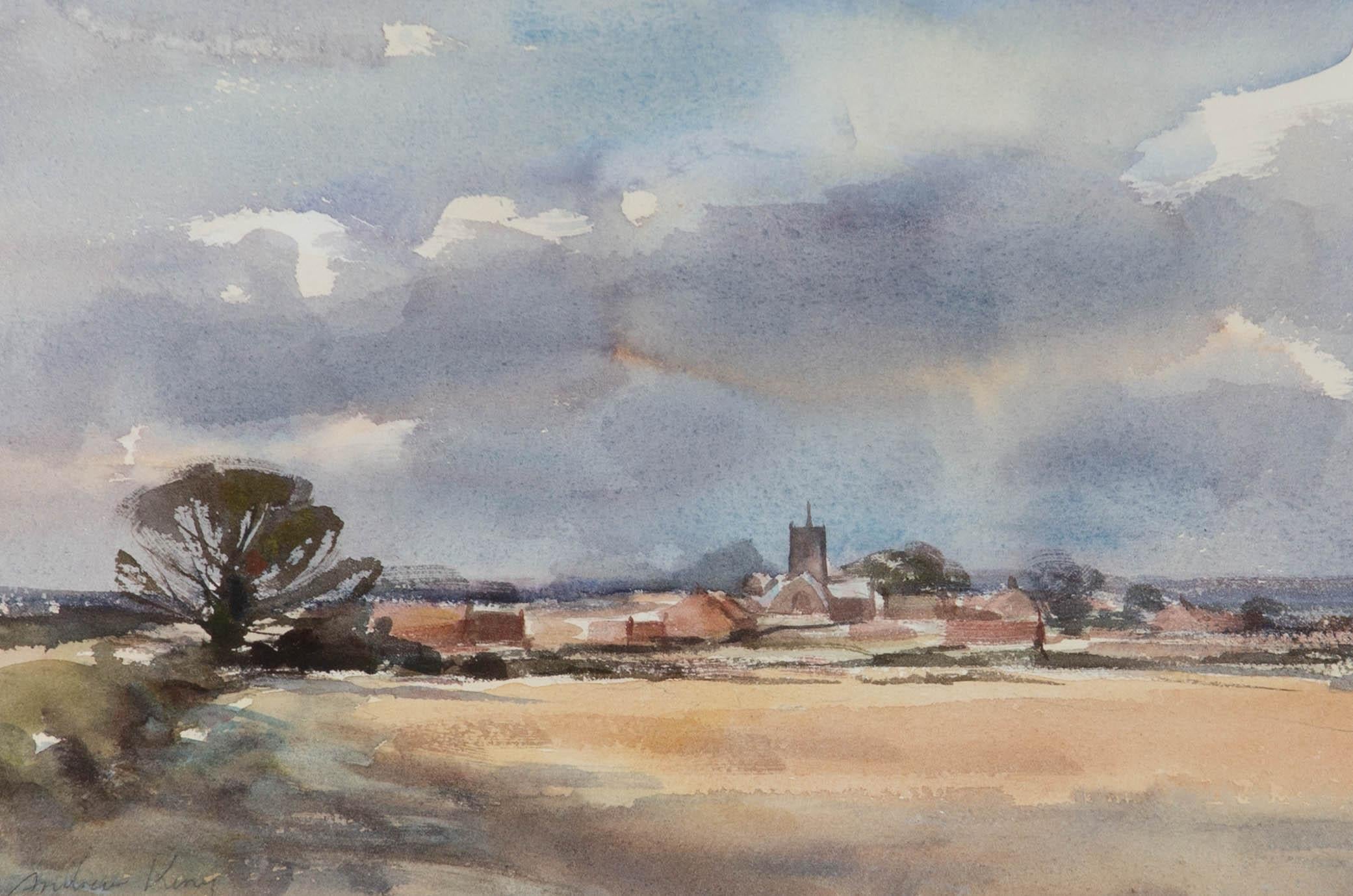 Andrew King (b.1956) - Signed Mid 20th Century Watercolour, Across the Fields 1