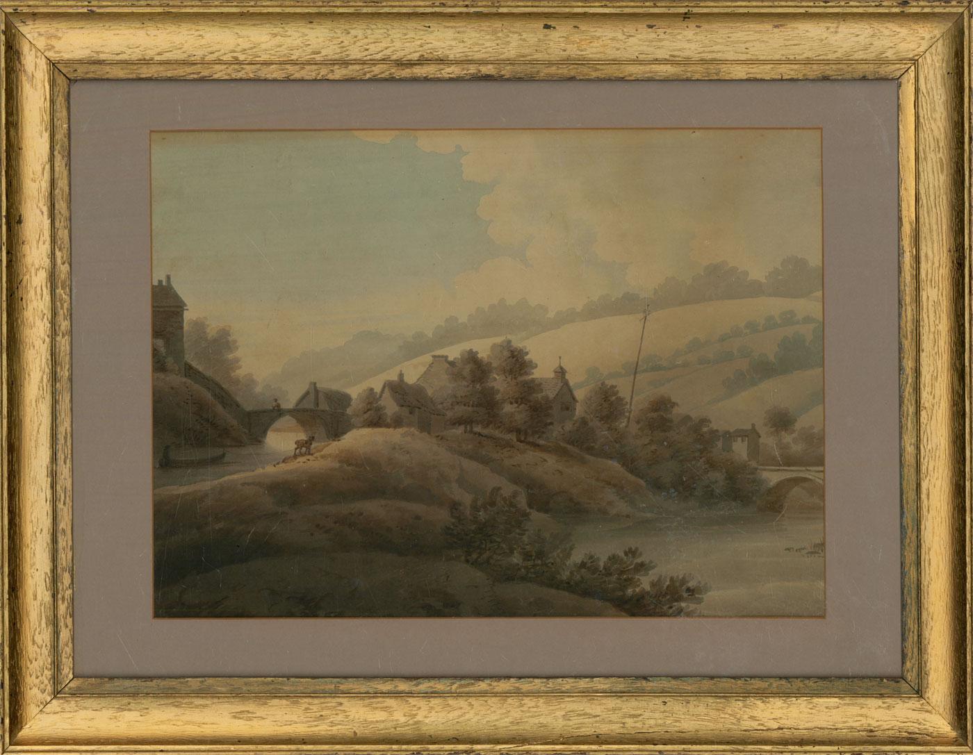 Unknown Landscape Art - Late 18th Century Watercolour - Rural Village