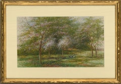 Antique George Henry Jenkins (1838-1914) - Watercolour, Maytime in the Orchard