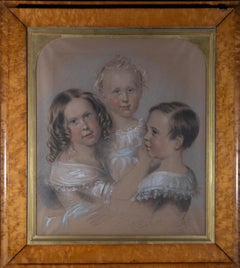 George Pycock Everett Green (fl. 1840-1893) - 1846 Pastel, Three Siblings