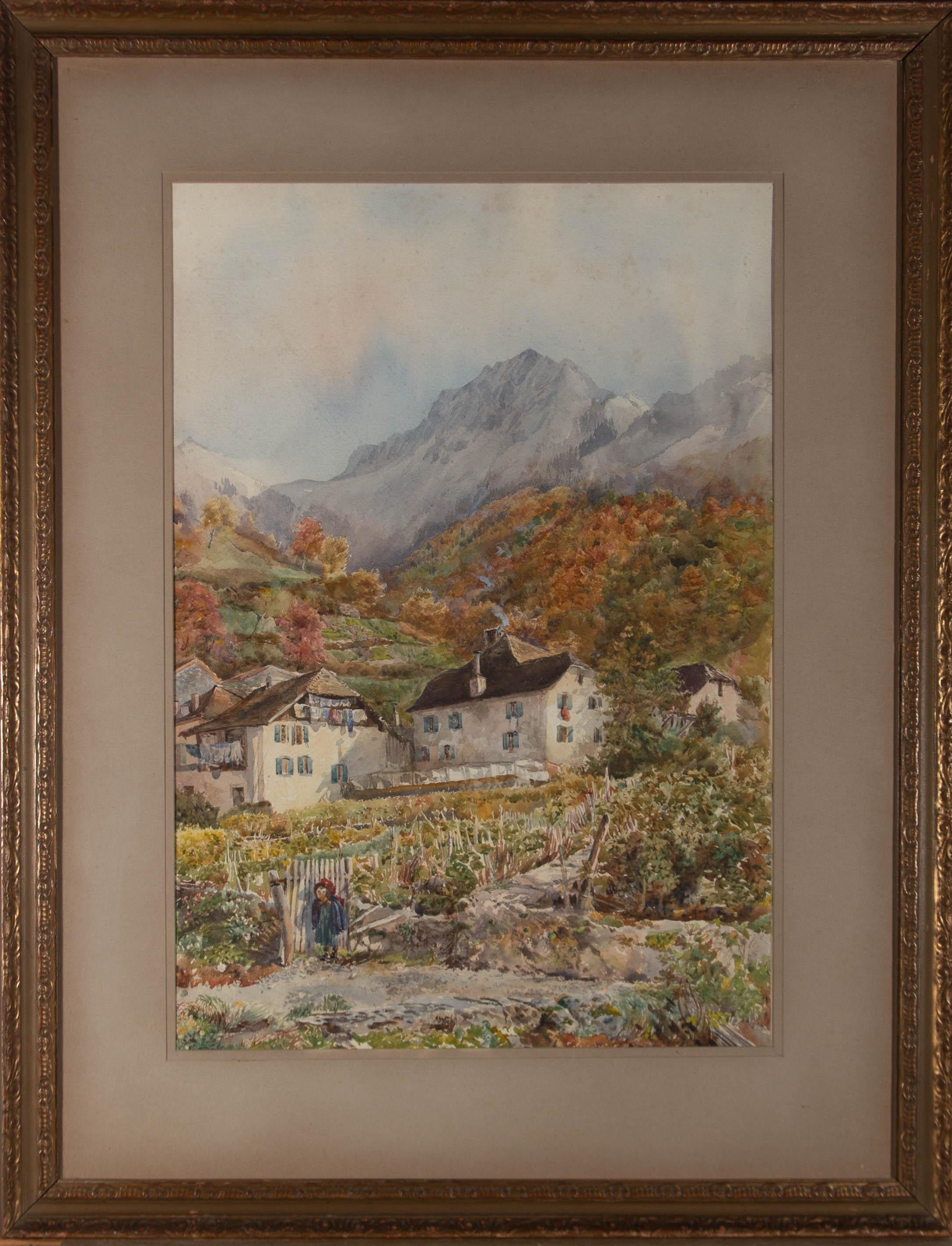 Unknown Landscape Art - Early 20th Century Watercolour - Mountain Hamlet