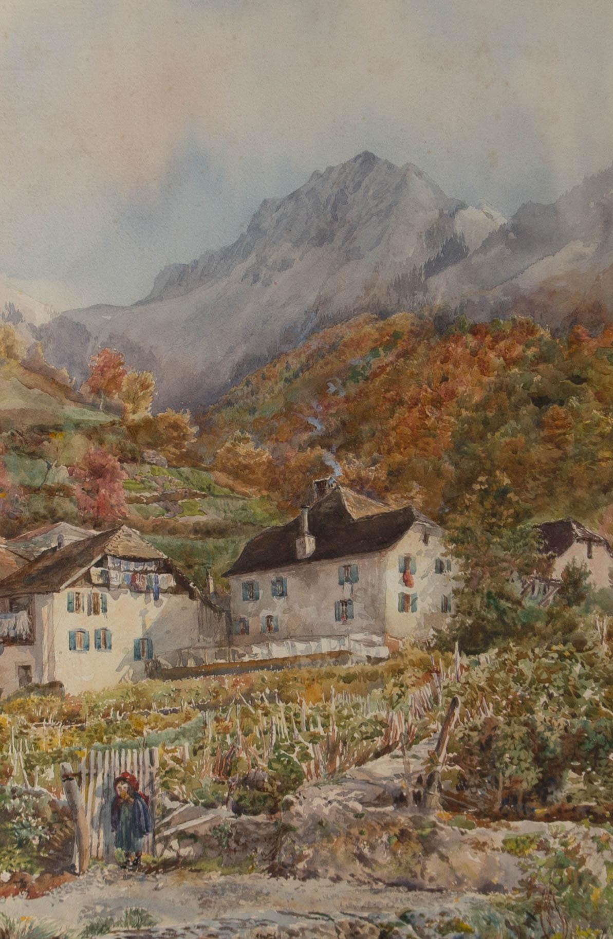 Early 20th Century Watercolour - Mountain Hamlet - Art by Unknown