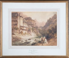 Attrib. G. Nicholson (1787-1878) - Watercolour, Cauterets sur St Savin, Pyrenees