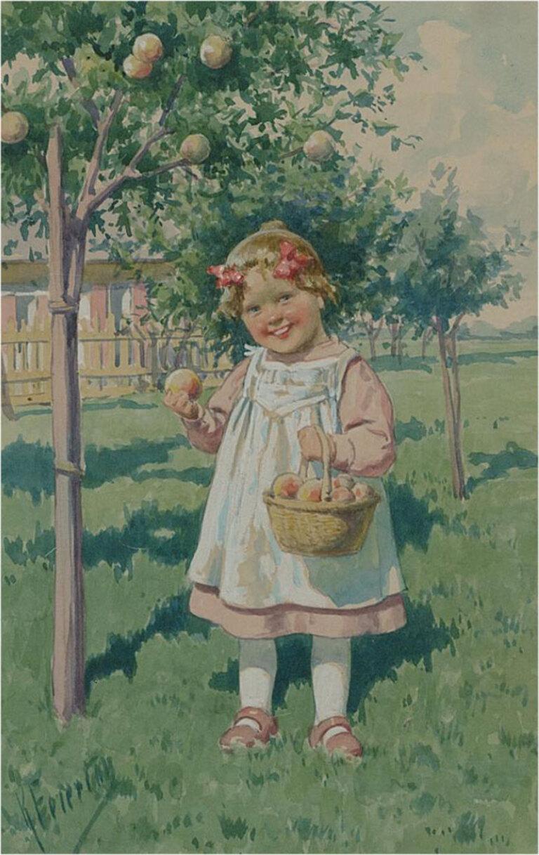 Karl Feiertag (1874-1944) - Austrian Early 20th Century Watercolour, Apple Tree 2