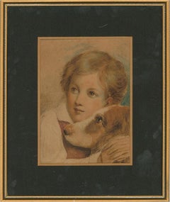 Mid 19th Century Watercolour - A Boy And His Dog