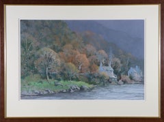Keith Hall - Signed 2014 Pastel, Cottages on the Riverbank