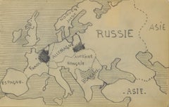 Carte de l'Europe by Paulémile Pissarro, 1972 - Graphite on paper