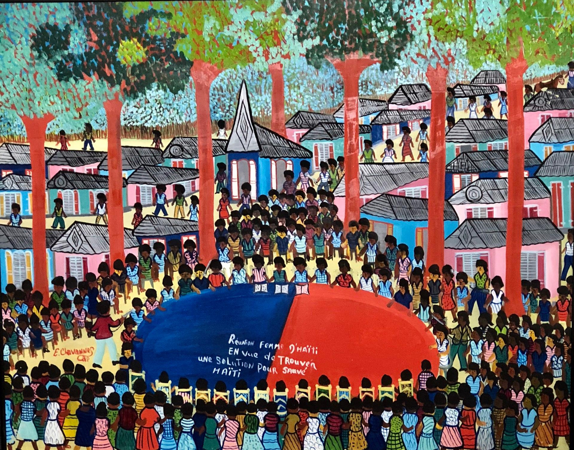 Reunion Femme d'Haiti en Vue de Trouver Une Solution Pour Sauver Haiti #1MFN - Art by Etienne Chavannes (Haitian, 1939-2018)