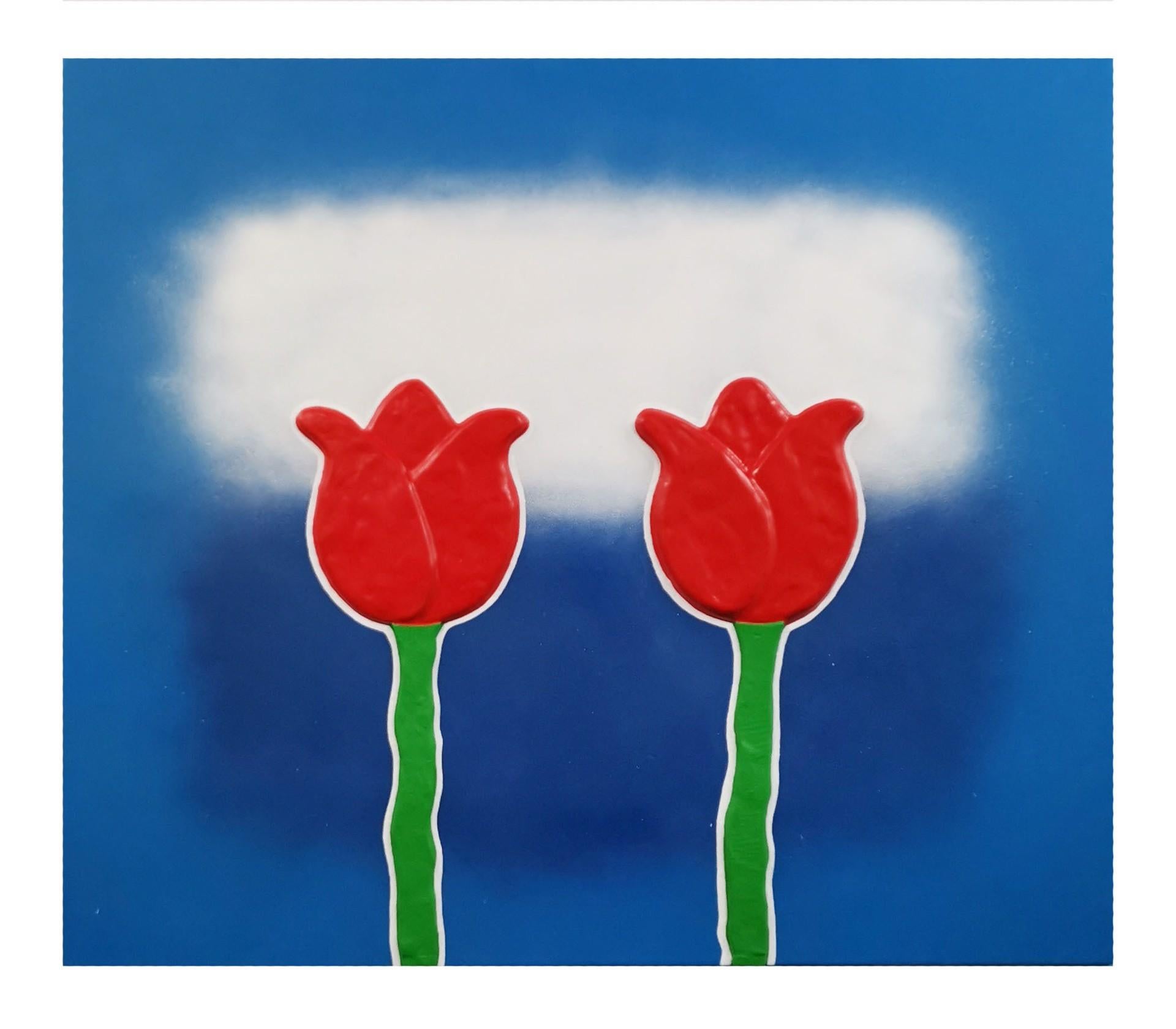 Deux tulipes dans un champ de couleurs - Art de Dustin Cook