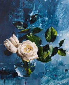 Roses et tulipes sur bleu