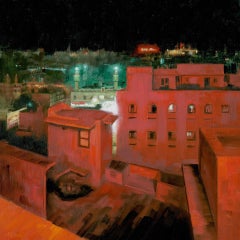 "Alto sopra Madurai" di Mark Harrison, paesaggio urbano impressionista originale