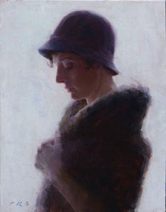 "Bañada por la luz" (2015) de Tony Pro, Pintura original al óleo de retrato femenino
