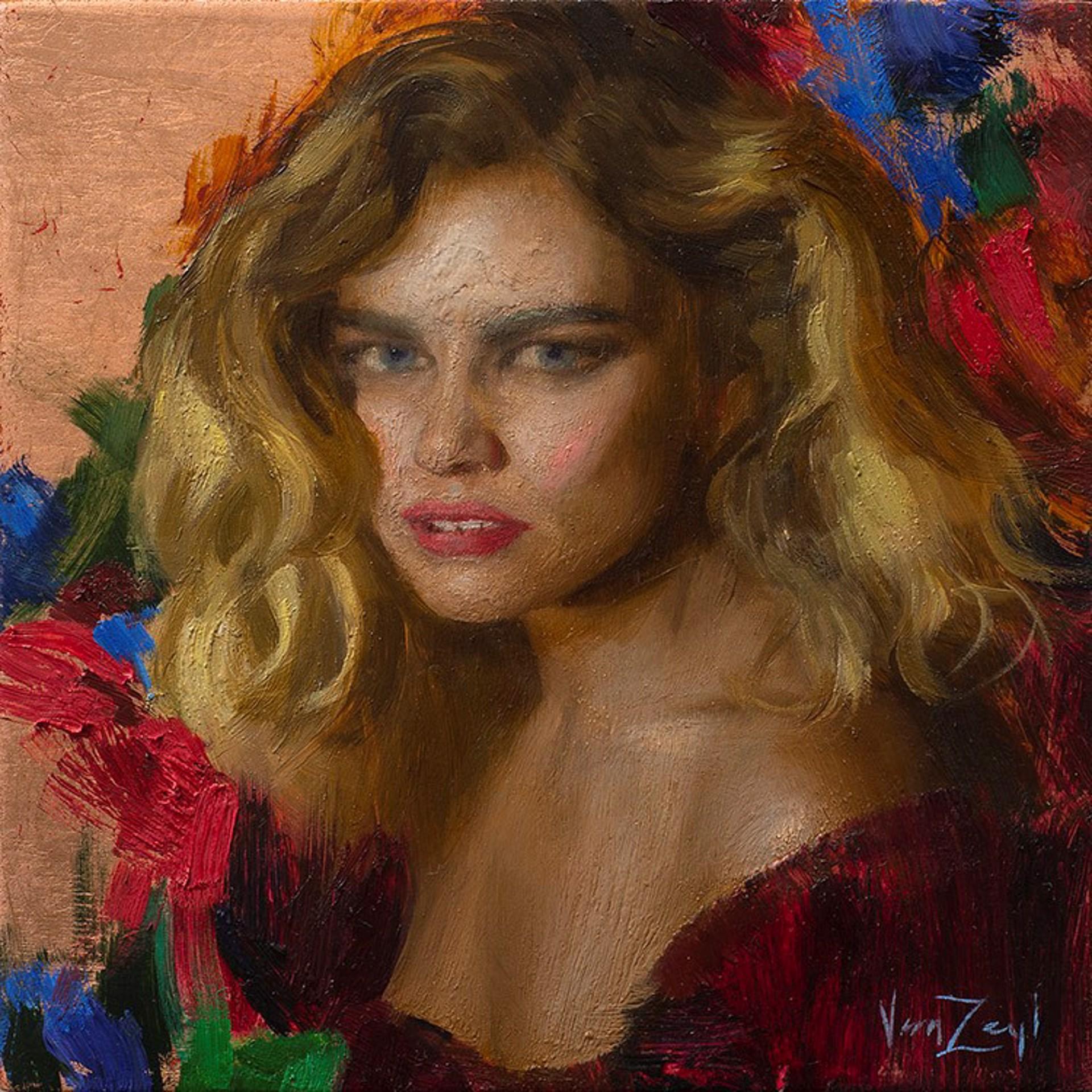 Sara in Red - Art by Michael Van Zeyl