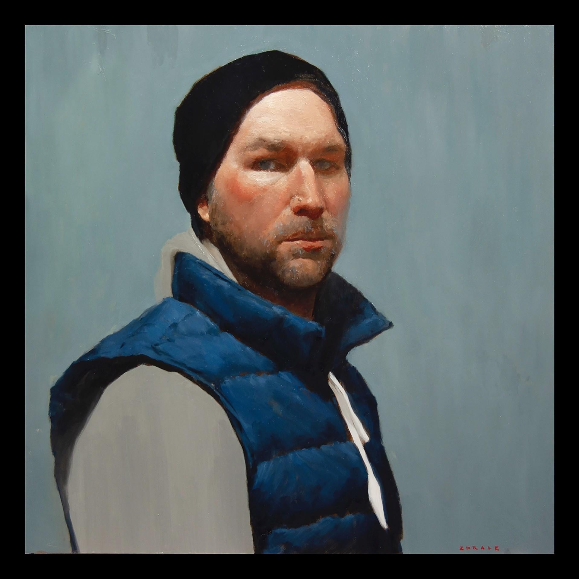 Zack Zdrale Portrait Painting - "Self Portrait at 43, " Oil Painting